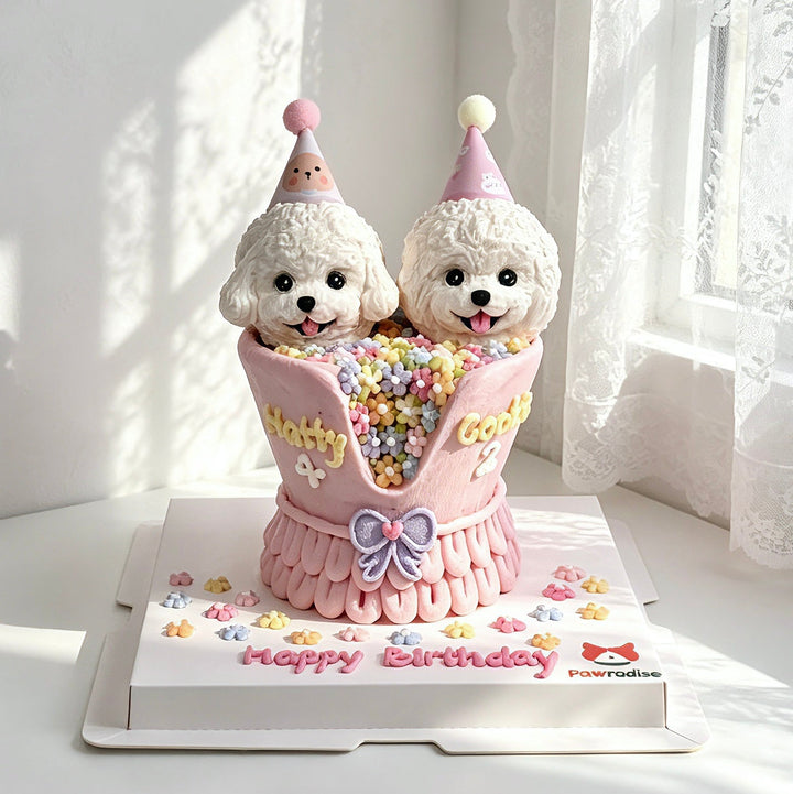 Blossom Buddies Bouquet Dog Cake