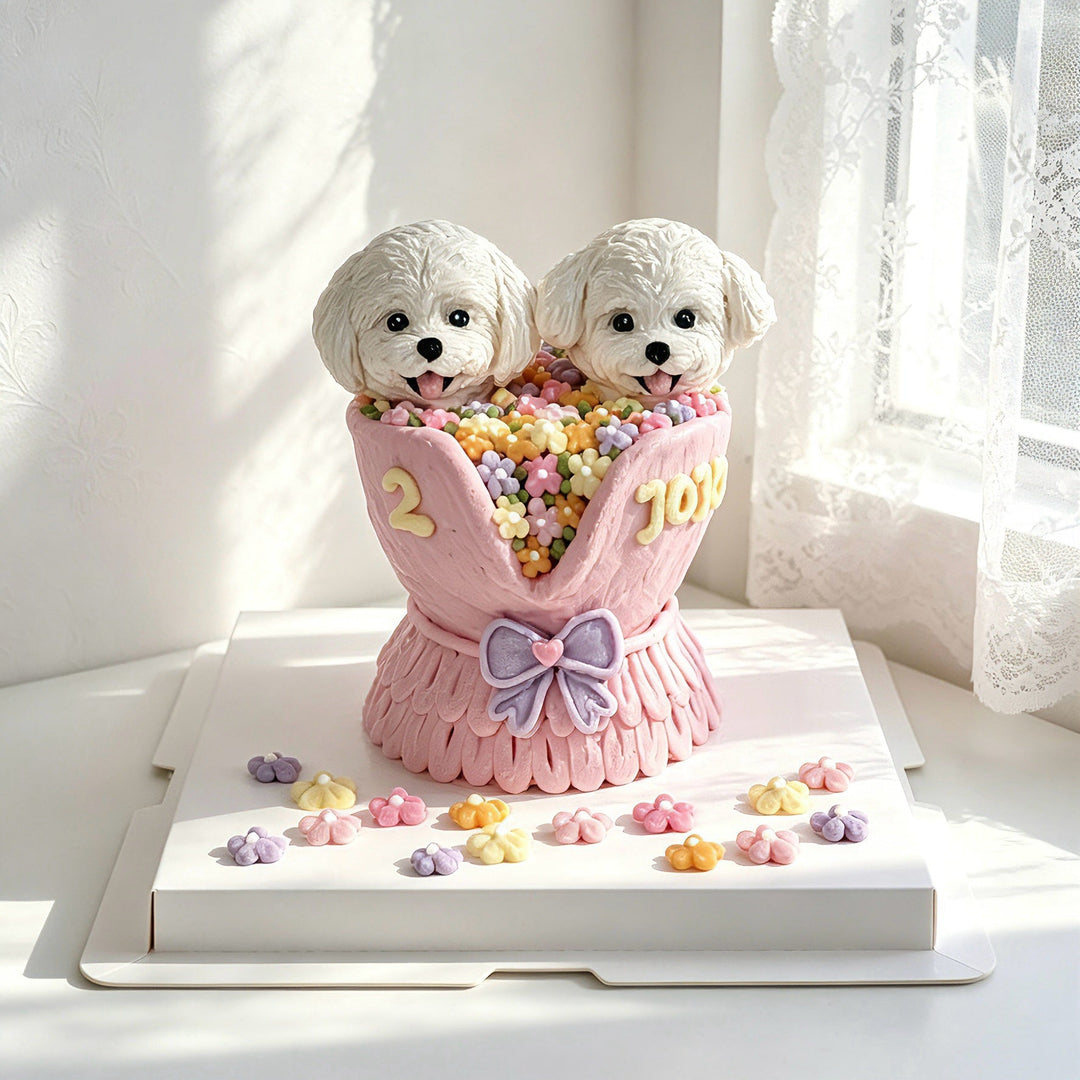Blossom Buddies Bouquet Dog Cake