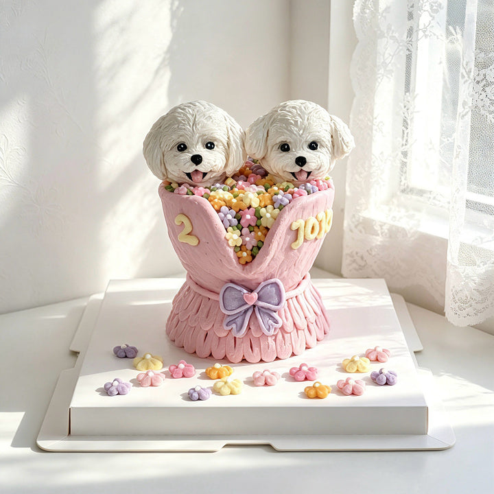 Blossom Buddies Bouquet Dog Cake